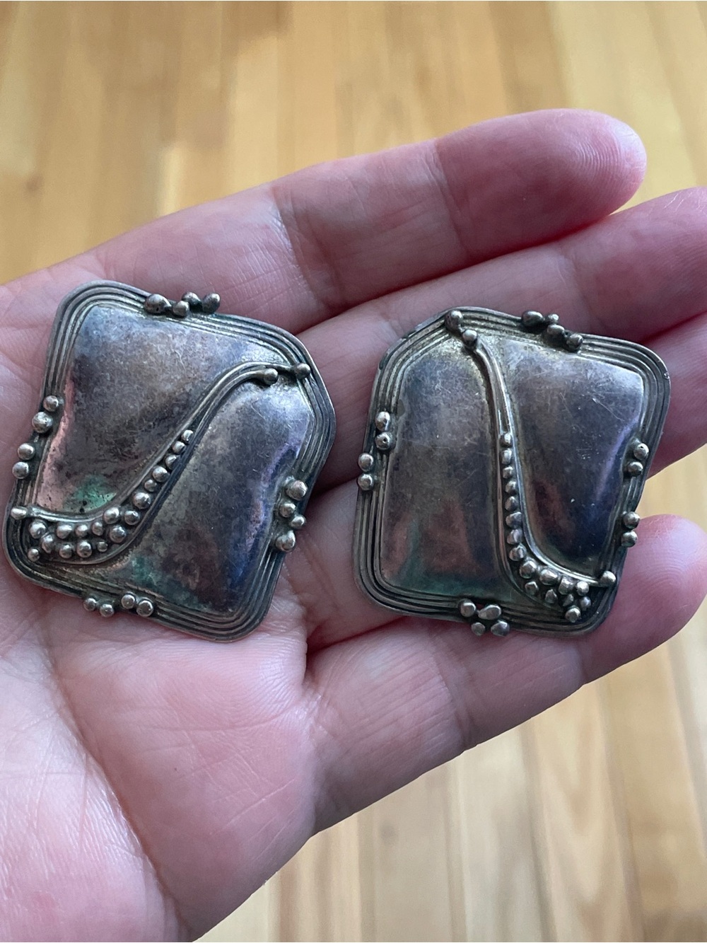 Robin Schechtel Designer Sterling Silver .925 Modernist Earrings Handmade RARE